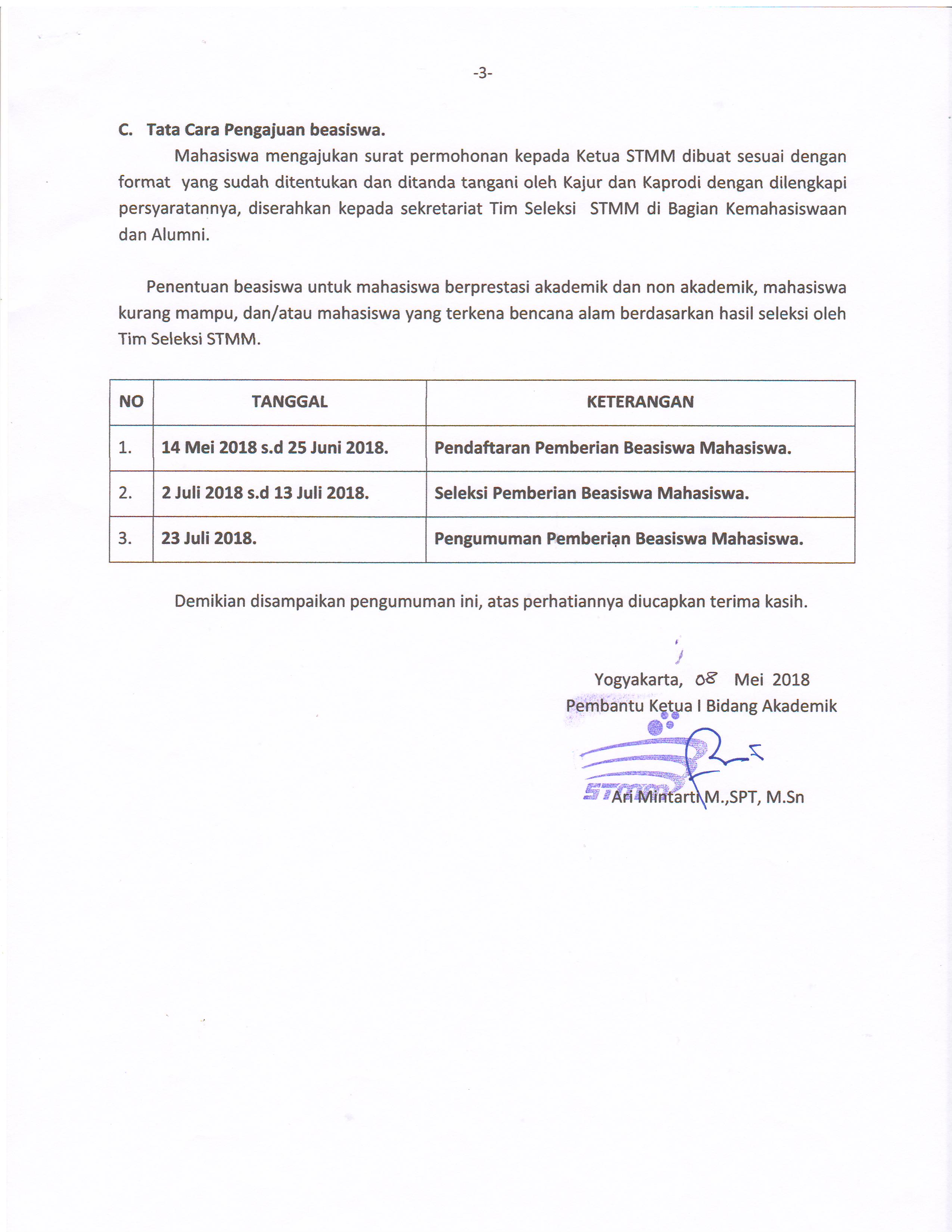 Pengumuman Mahasiswa