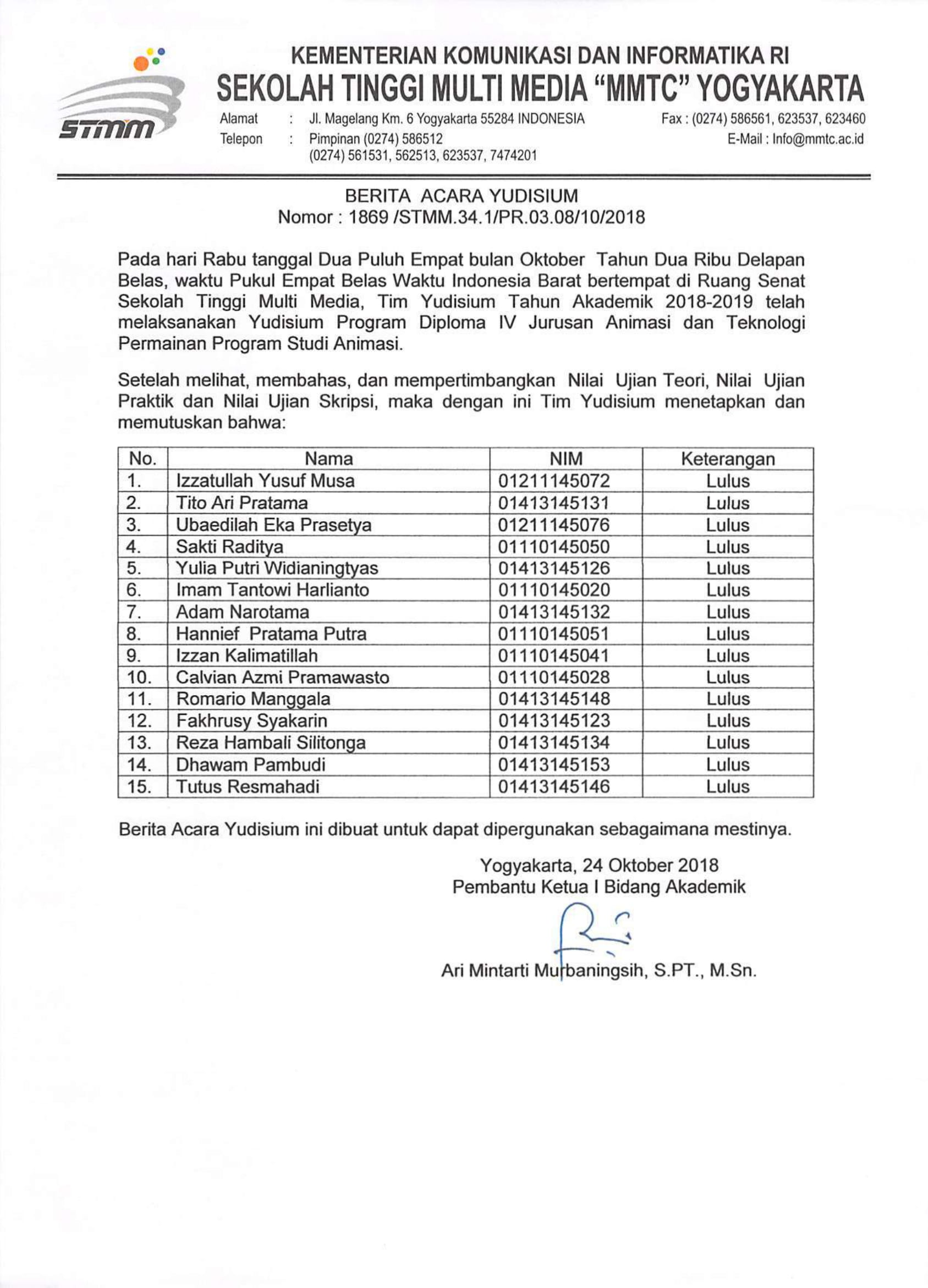 Pengumuman Yudisium Periode 4 Oktober 2018 pressed min 10